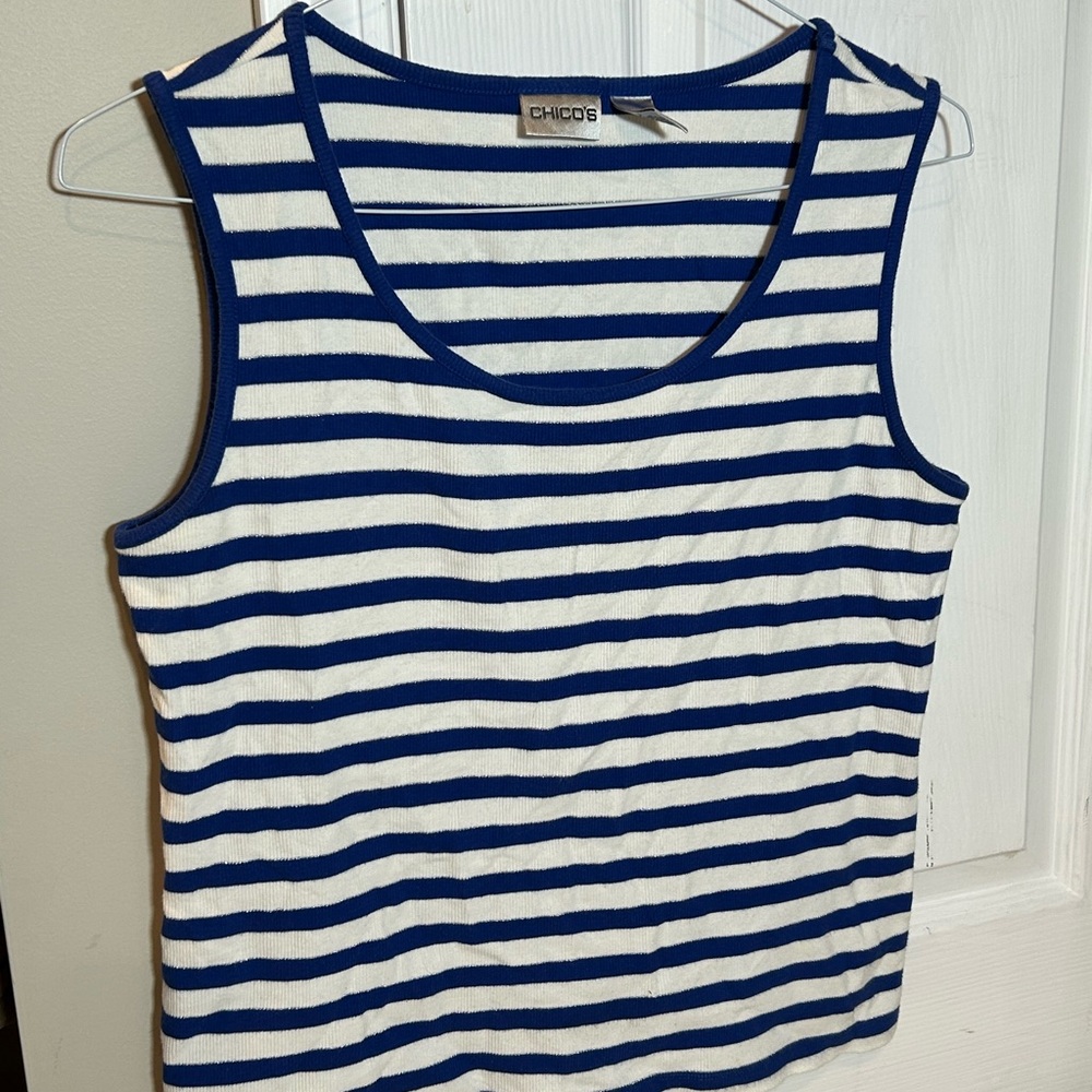 Chico's Blue and White Striped Women's Top